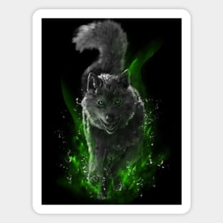 Funny wolf - green version Magnet